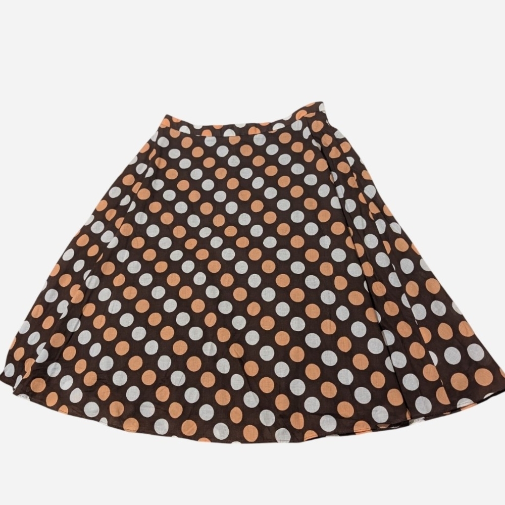 Pre-owned Stylish Polka Dot Skater Skirt - Orange and White - Picture 1 of 10